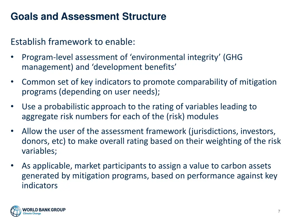 goals and assessment structure