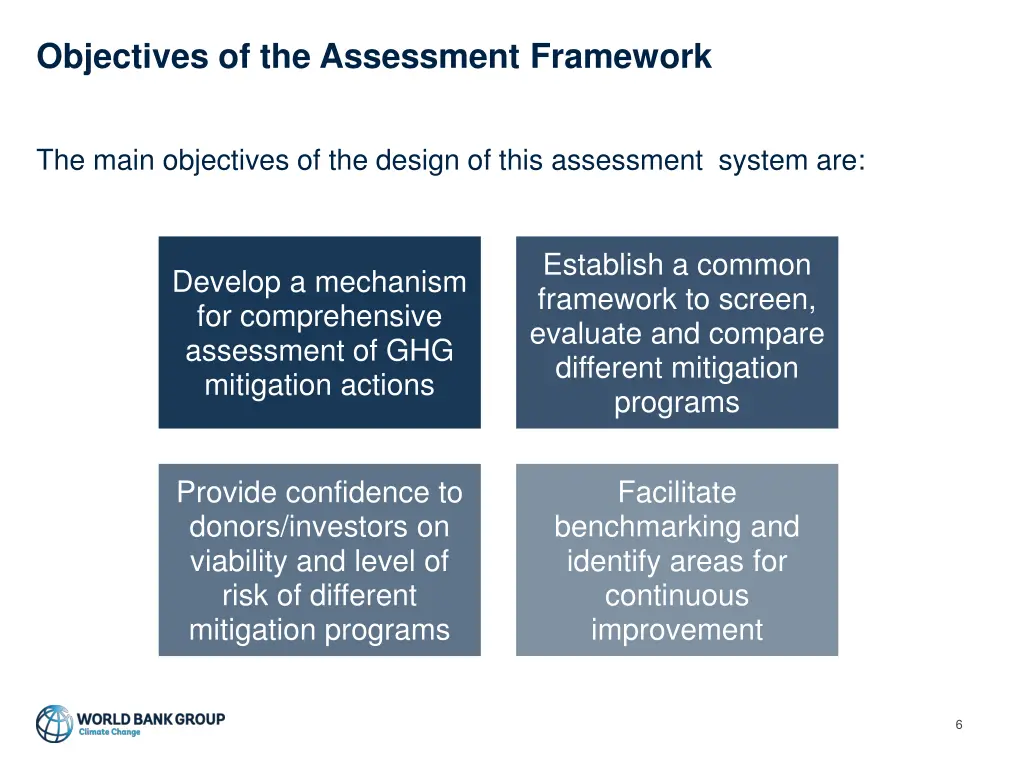 objectives of the assessment framework