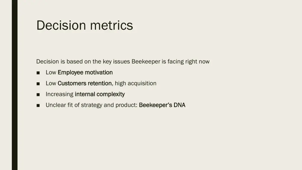 decision metrics