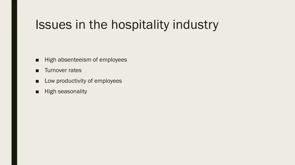 issues in the hospitality industry