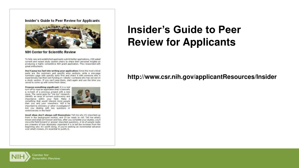 insider s guide to peer review for applicants