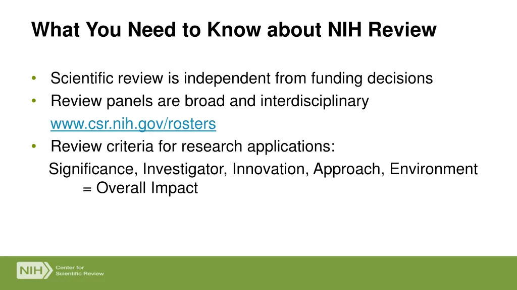 what you need to know about nih review