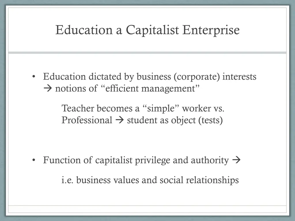 education a capitalist enterprise