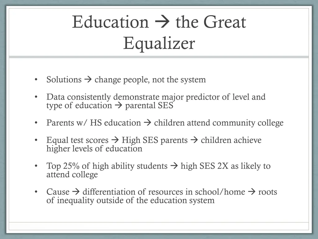 education the great equalizer