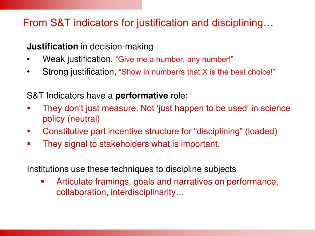 from s t indicators for justification