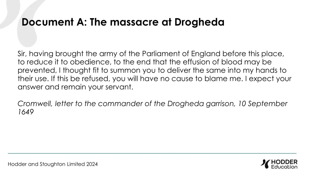 document a the massacre at drogheda