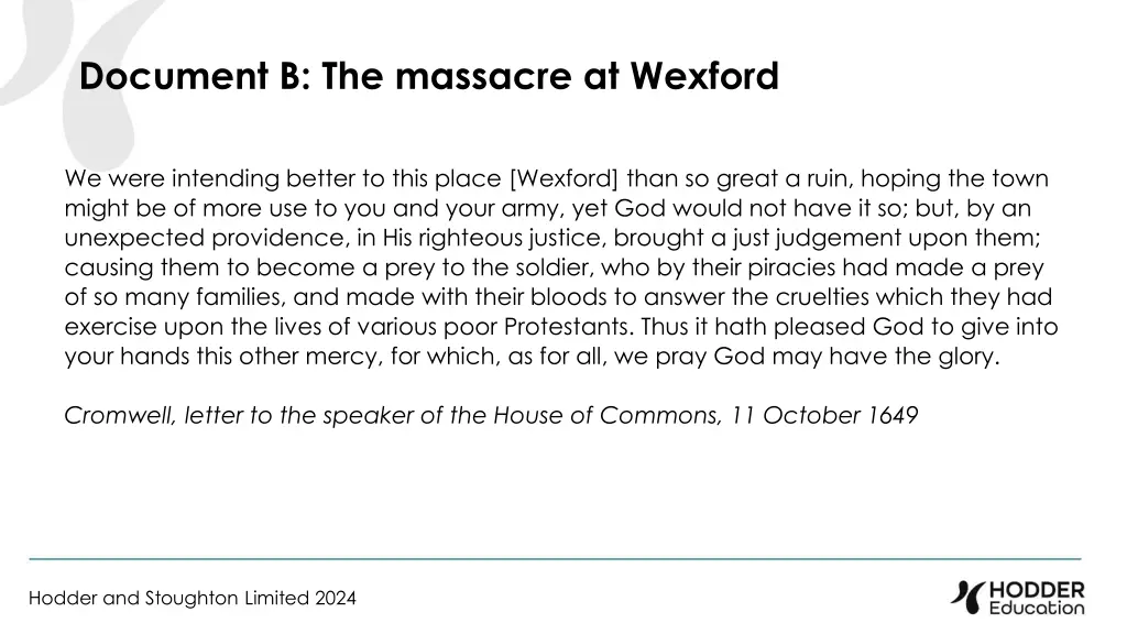 document b the massacre at wexford