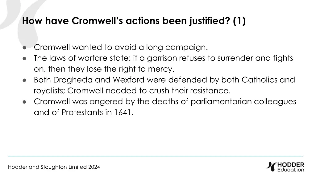 how have cromwell s actions been justified 1