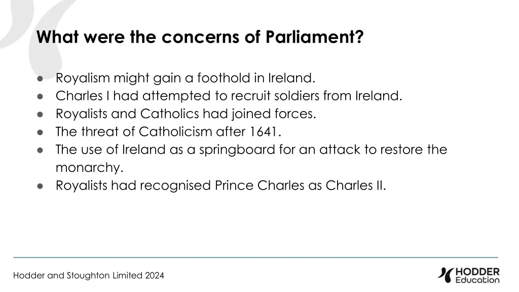 what were the concerns of parliament