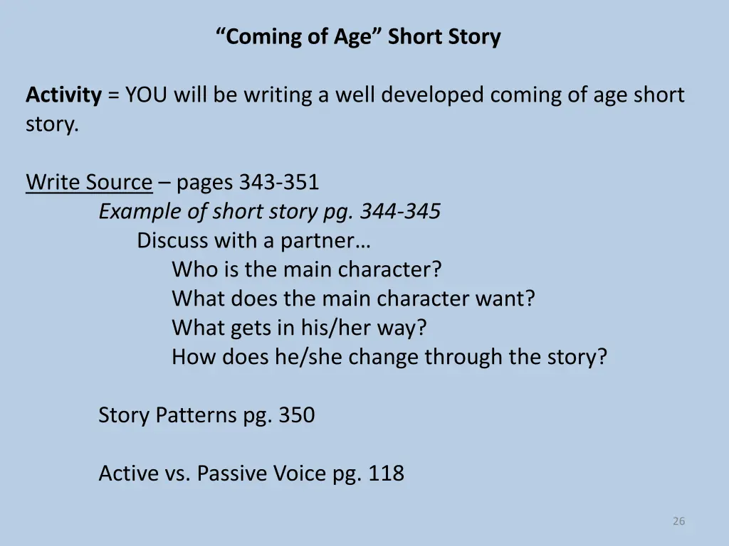 coming of age short story