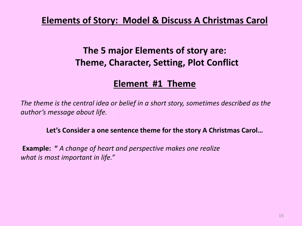 elements of story model discuss a christmas carol 1