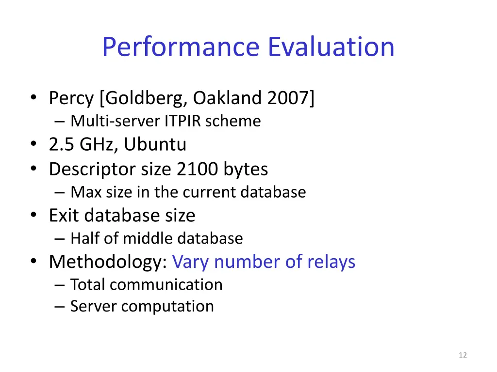 performance evaluation