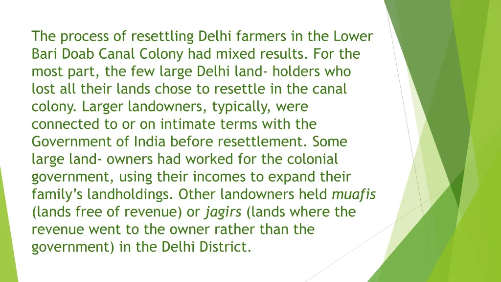 the process of resettling delhi farmers