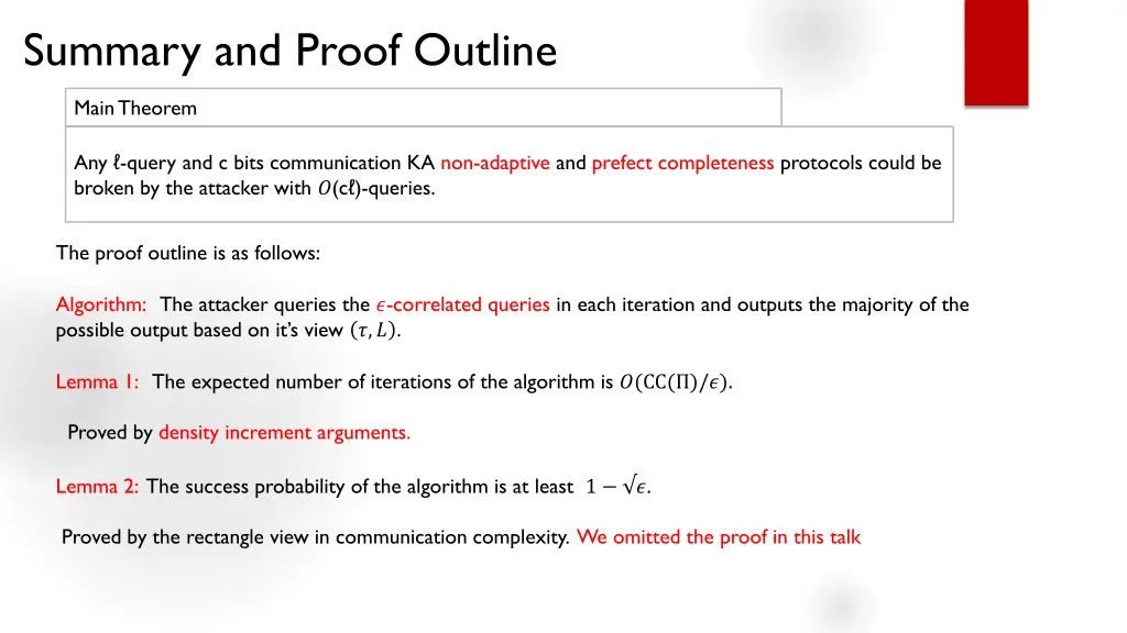 summary and proof outline