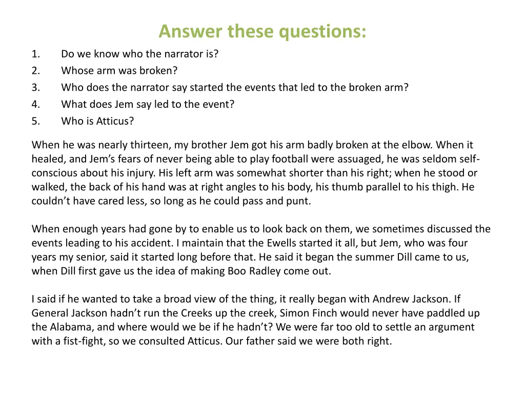 answer these questions