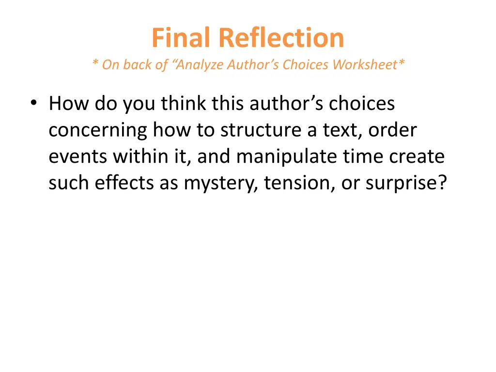 final reflection on back of analyze author