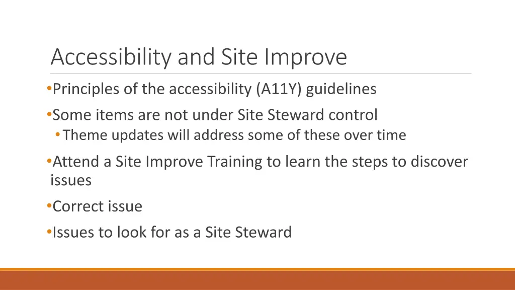 accessibility and site improve principles