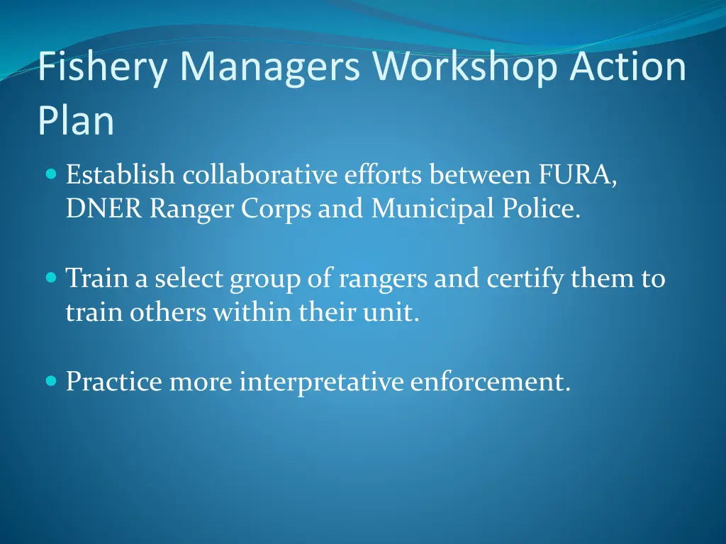 fishery managers workshop action plan