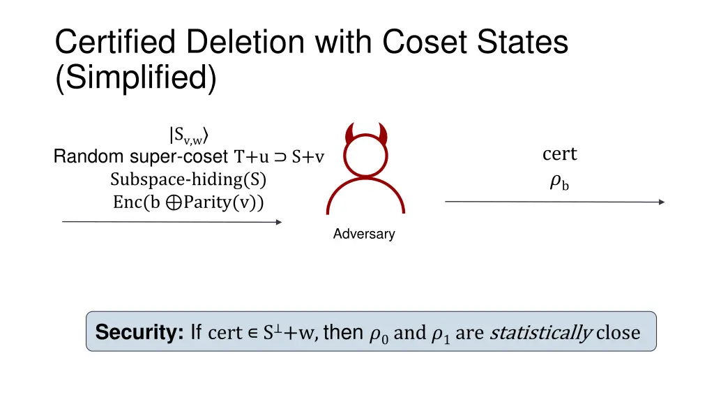 certified deletion with coset states simplified