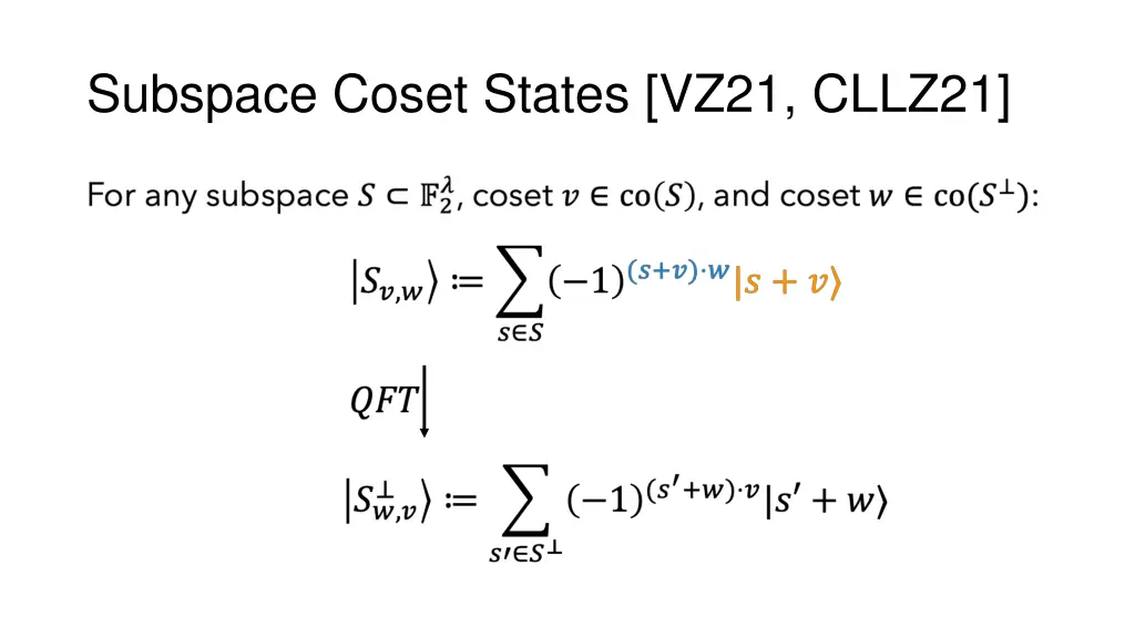 subspace coset states vz21 cllz21