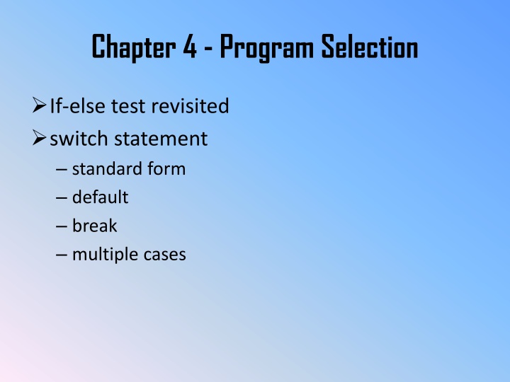 chapter 4 program selection