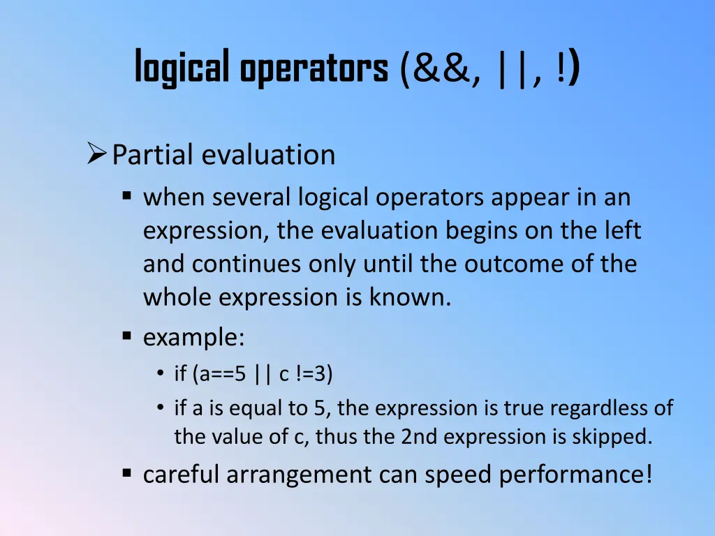 logical operators