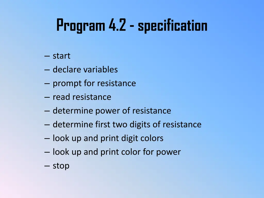 program 4 2 specification