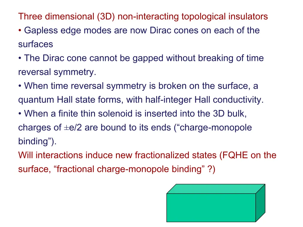 three dimensional 3d non interacting topological