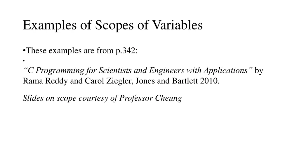 examples of scopes of variables