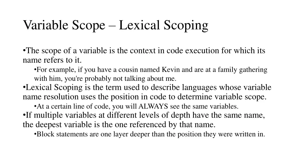 variable scope lexical scoping