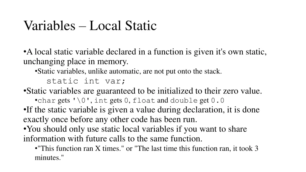 variables local static