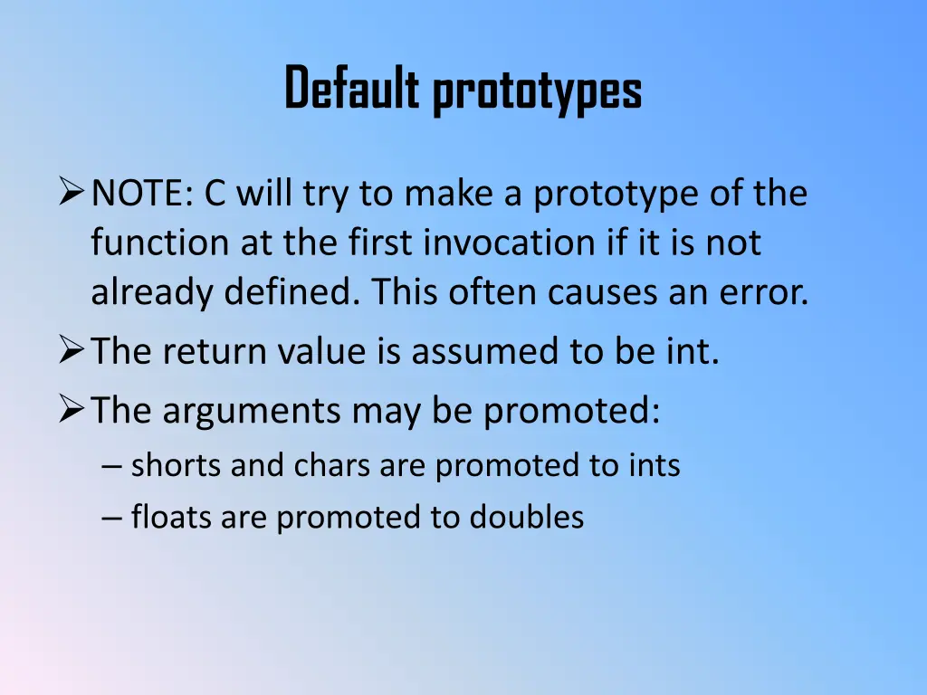 default prototypes