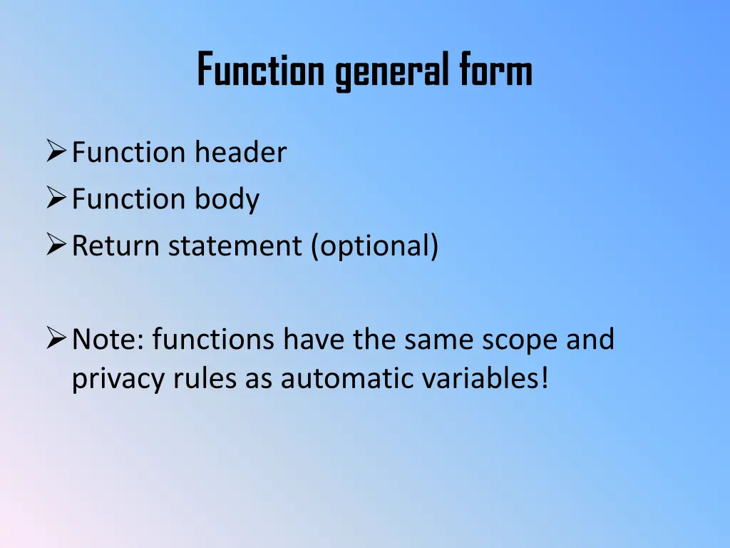 function general form