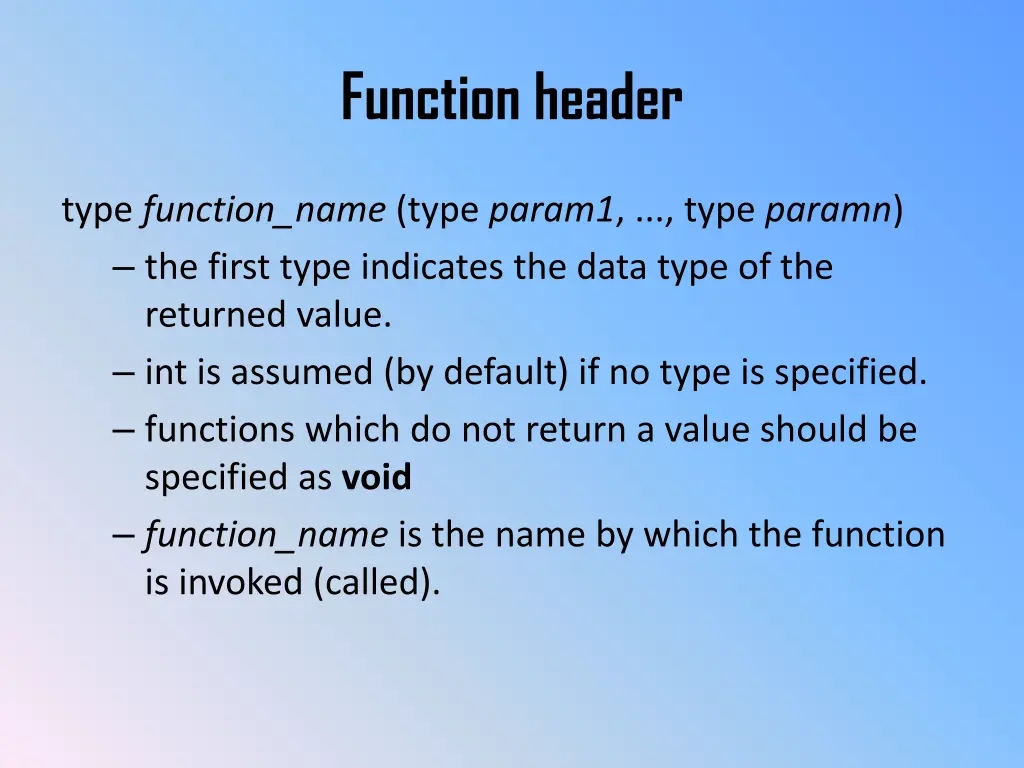 function header