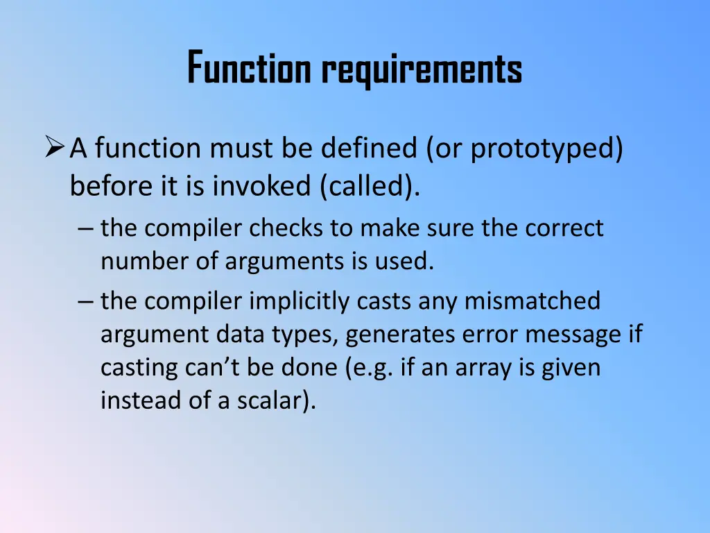 function requirements