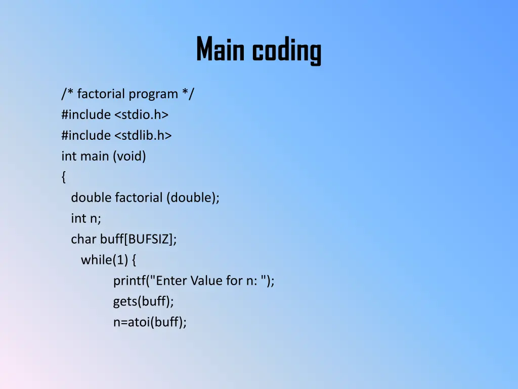 main coding