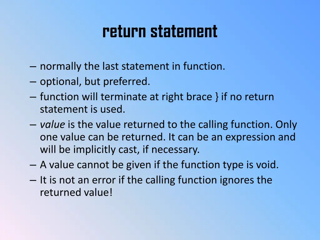 return statement