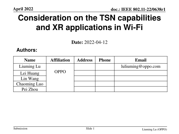 april 2022 consideration on the tsn capabilities