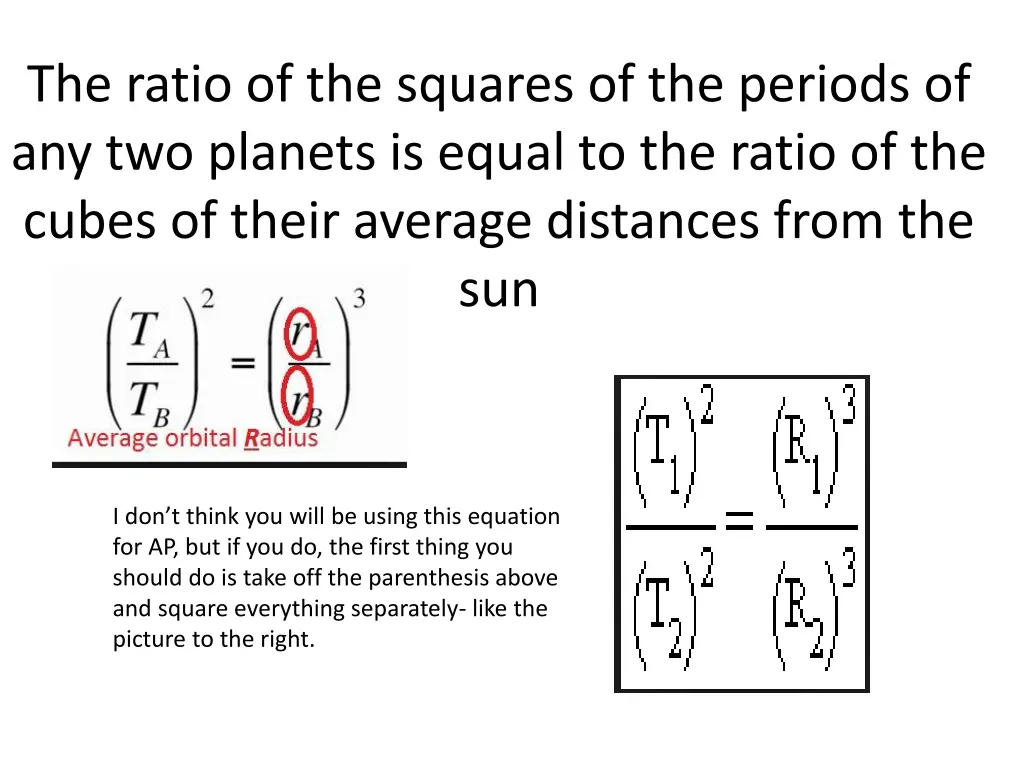 the ratio of the squares of the periods