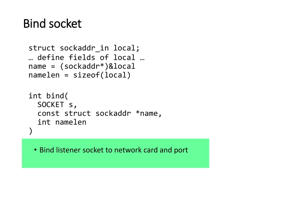 bind socket bind socket