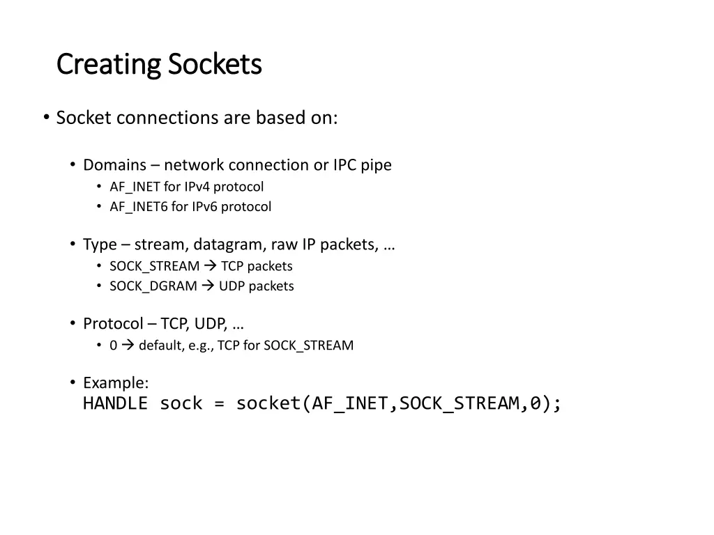 creating sockets creating sockets