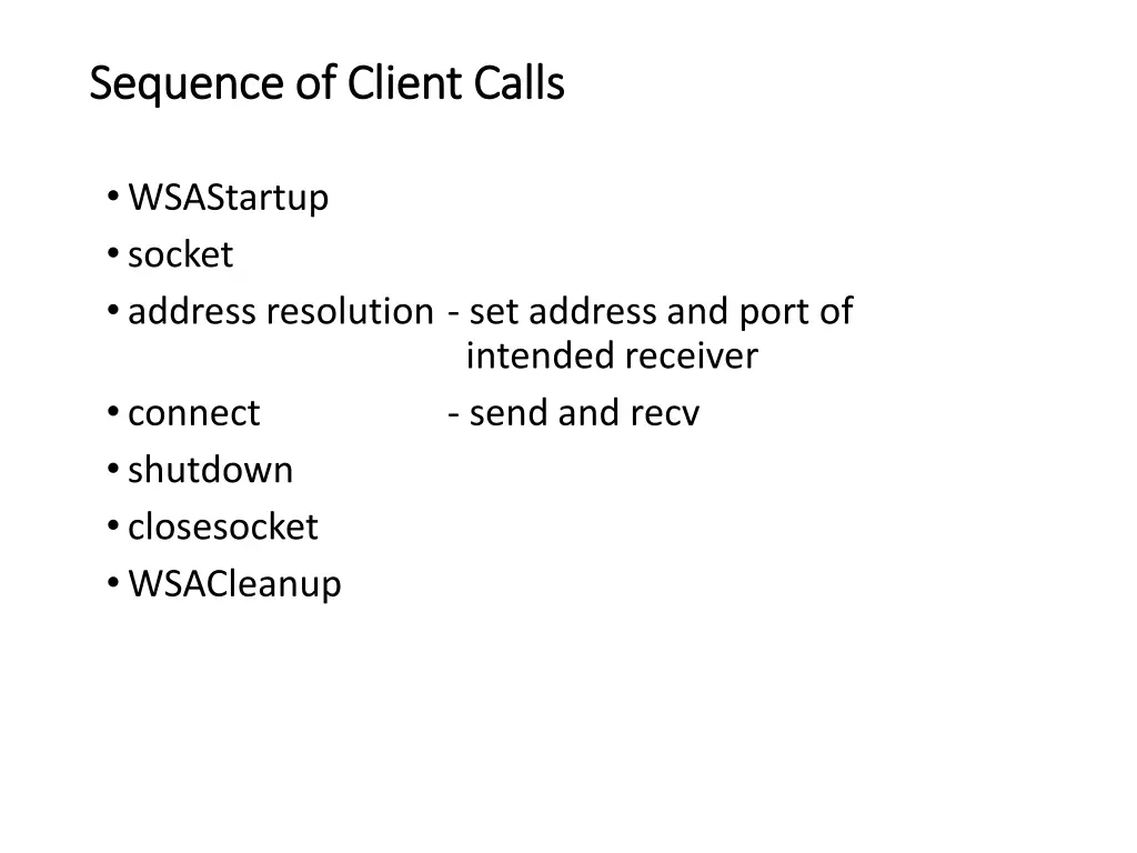 sequence of client calls sequence of client calls