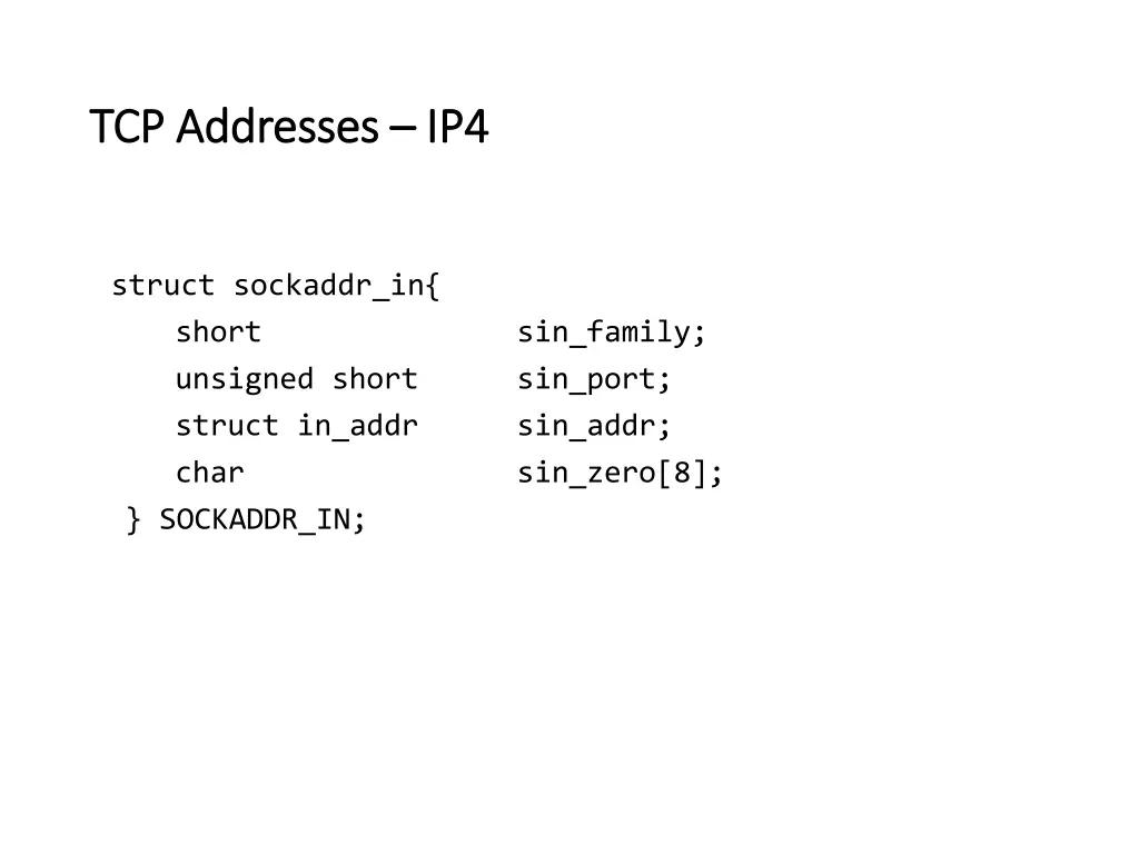 tcp addresses tcp addresses ip4