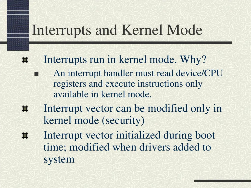 interrupts and kernel mode