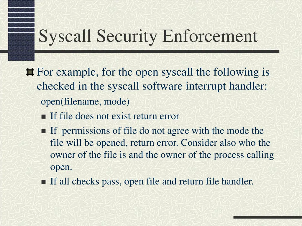 syscall security enforcement