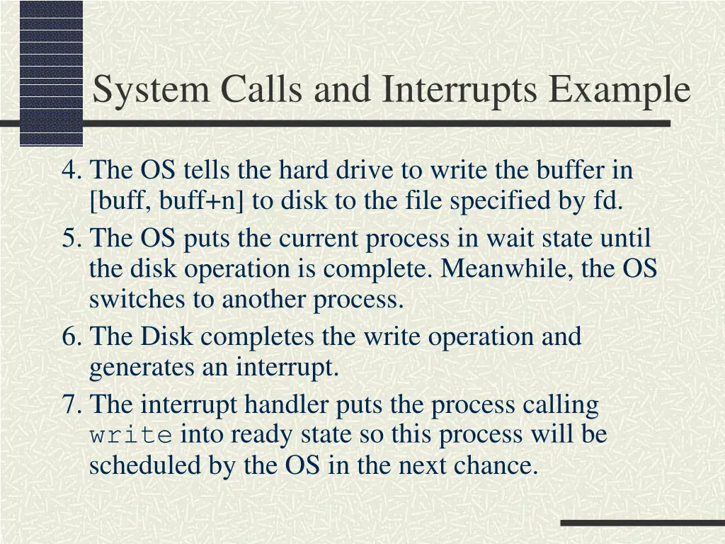 system calls and interrupts example 1