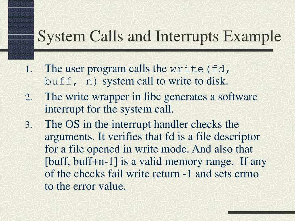 system calls and interrupts example