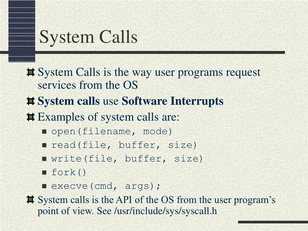 system calls