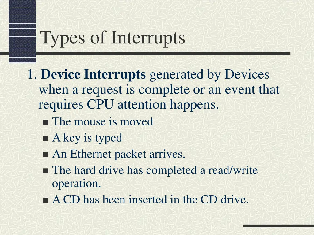 types of interrupts