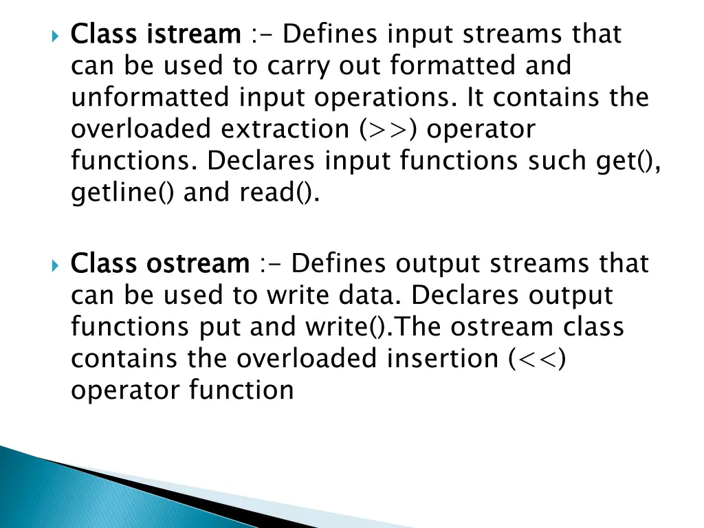 class can be used to carry out formatted